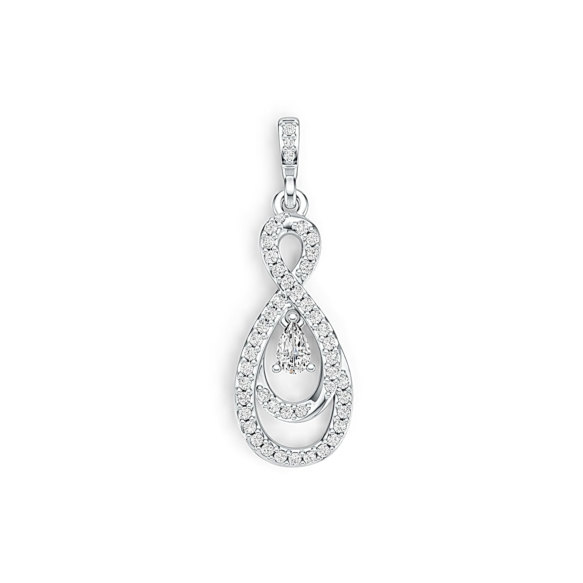 Platinum Semi Mount Pendant Setting Pear PE 5X3mm with White Topaz Diamond Accent DHJ