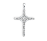 18K Gold Semi Mount Pendant Setting Oval OV 5x3mm Cross Pendant Diamond Accent DHJ