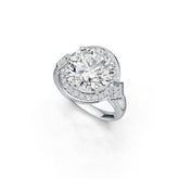Platinum Semi Mount Ring Setting Round RD 12X12mm Diamond Accent DHJ