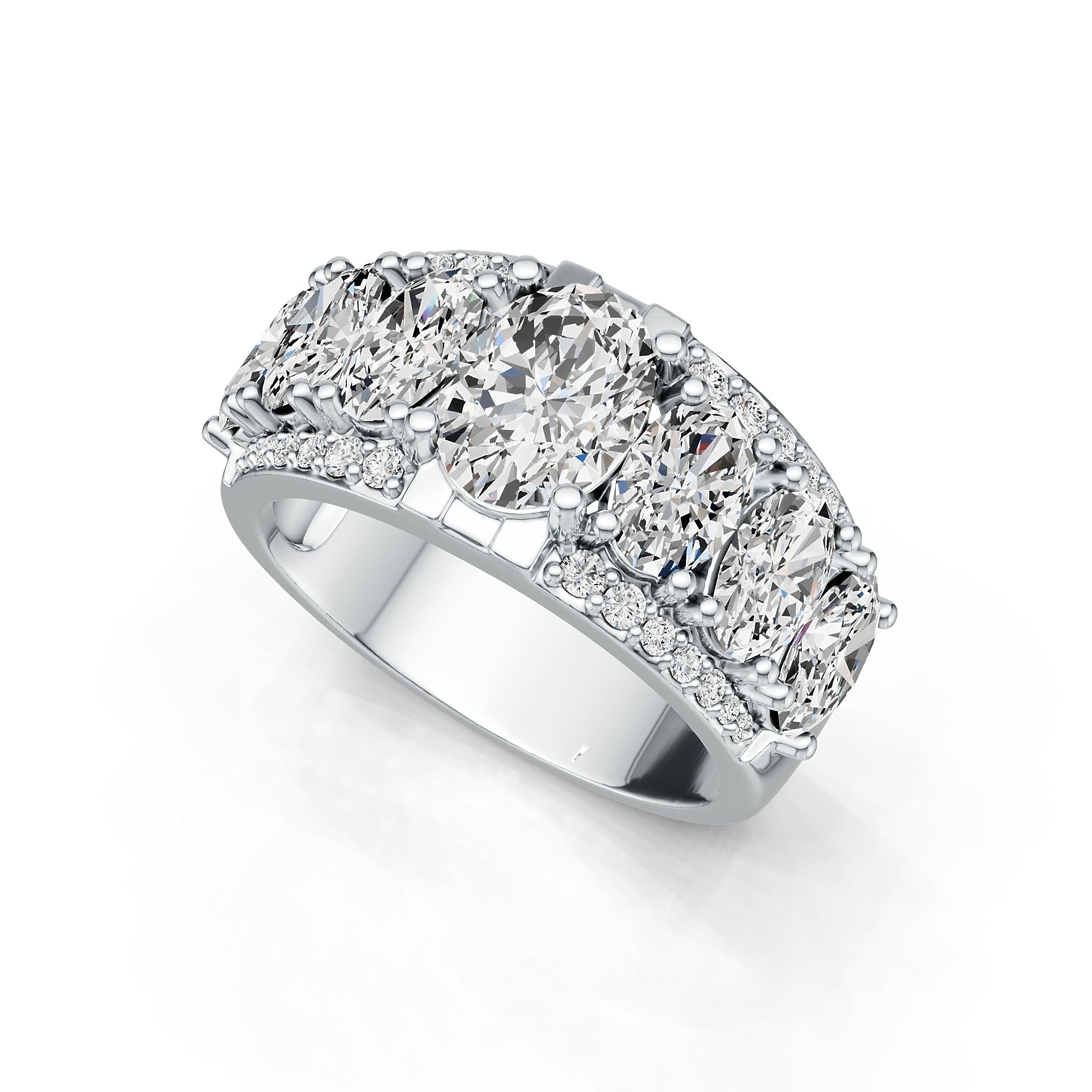 Platinum Semi Mount Ring Setting Oval OV 8X6mm OV 6X4mm Diamond Accent DHJ