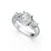 18K Gold Semi Mount Ring Setting Round RD 8x8mm OV 6x4mm 3-Stone Ring DHJ