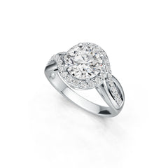 14K Gold Semi Mount Ring Setting Round RD 8x8mm Diamond Accent DHJ