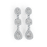 Platinum Semi Mount Earrings Setting Pear PE 7X5mm CU 4X4mm OV 4X3mm Diamond Accent DHJ