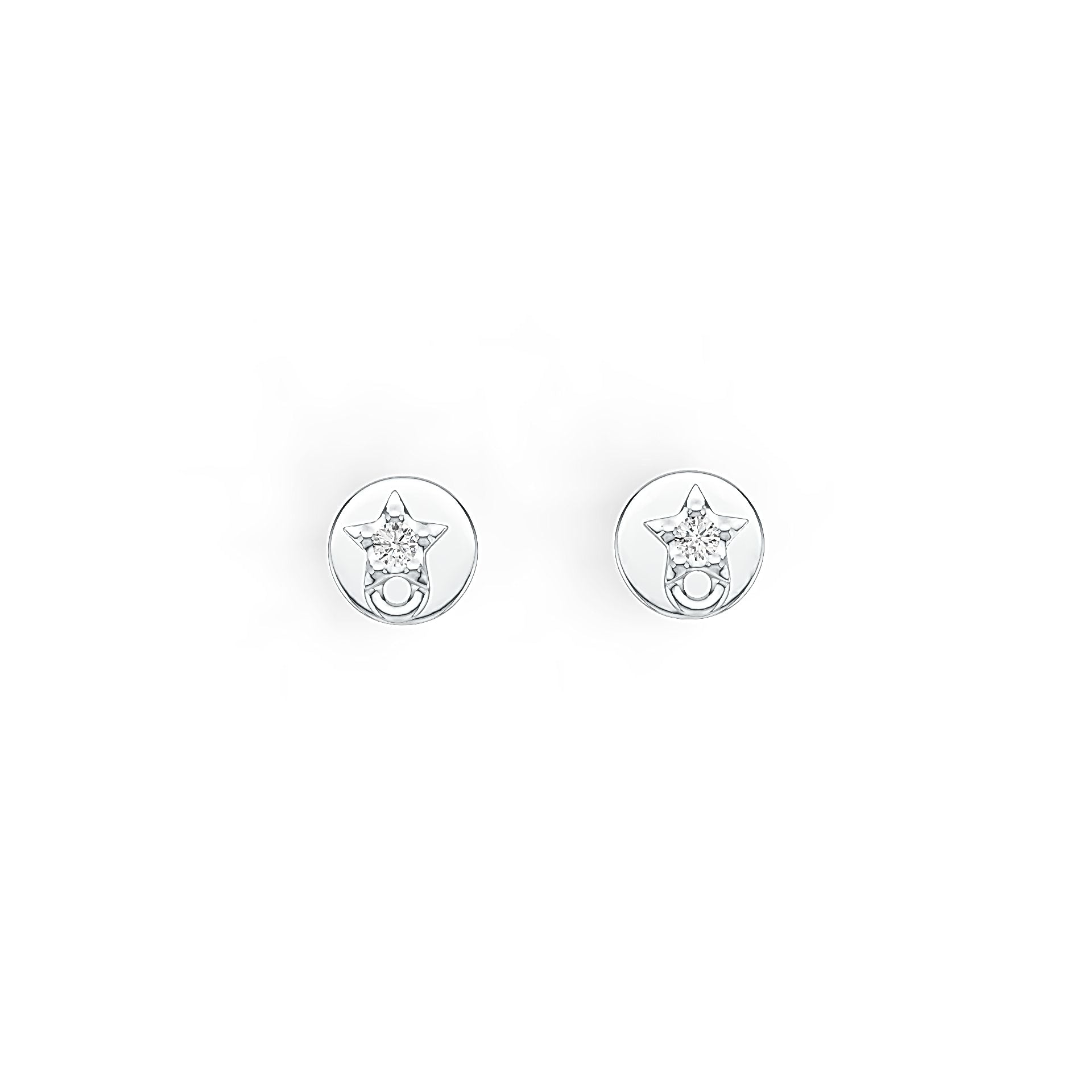 Sterling Silver Star Stud Earrings with White Topaz or Moissanite Syzjewelry