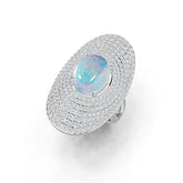 Platinum Semi Mount Ring Setting Oval OV 12X10mm Diamond Accent DHJ
