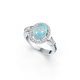 14K Gold Semi Mount Ring Setting Oval OV 9X7mm BG 5X4mm Cabochon Diamond Accent DHJ