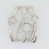 14K Gold Semi Mount Pendant Setting RD 8x8mm Diamond Accent Syzjewelry
