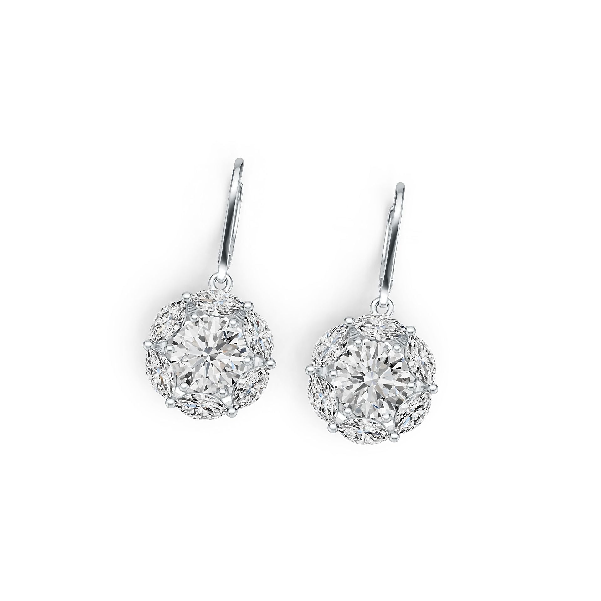 Sterling Silver Semi Mount Earrings Setting Round RD 8X8mm MQ 6X3mm DHJ