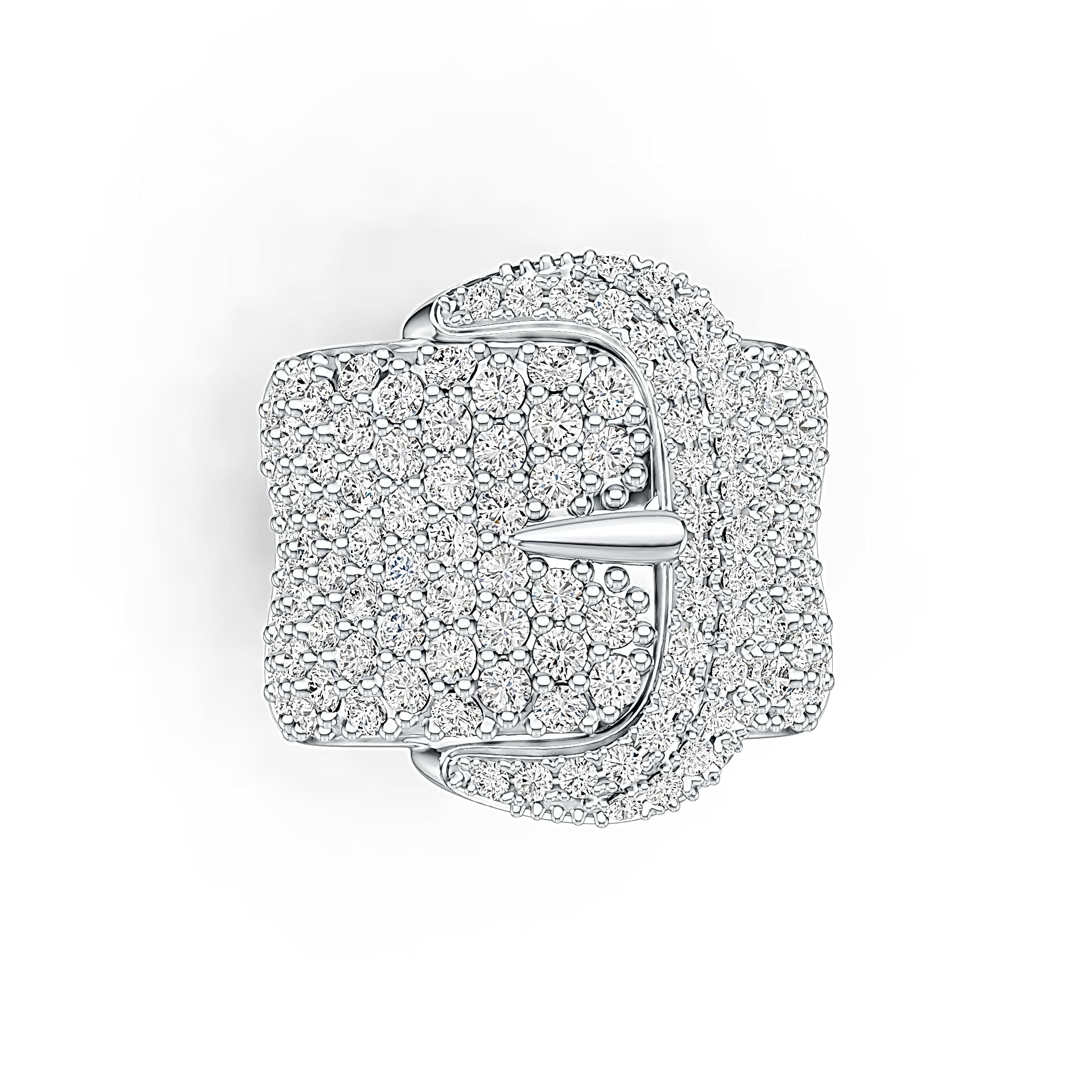 Sterling Silver Ring Buckle Belt Theme with White Topaz or Moissanite Syzjewelry