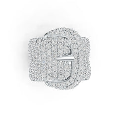 Sterling Silver Ring Buckle Belt Theme with White Topaz or Moissanite Syzjewelry