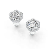 Platinum Semi Mount Earrings Setting Round RD 8x8mm Diamond Accent DHJ
