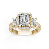 18K Gold Semi Mount Ring Setting Emerald Em 8x6mm Diamond Accent Syz Jewelry