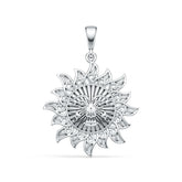 14K Gold Pendant Solid Sun Theme