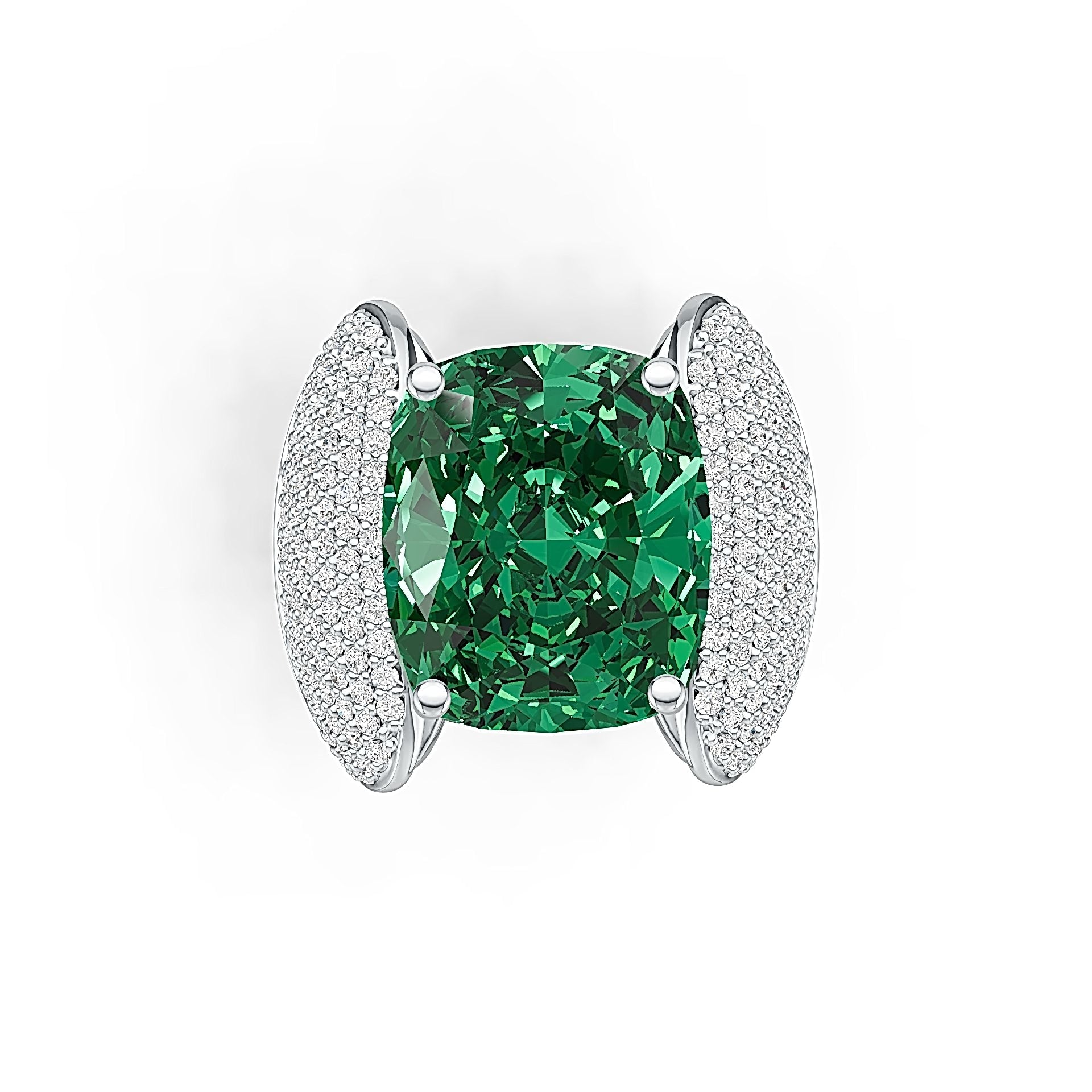 Sterling Silver Semi Mount Ring Setting Cushion CU 14X12mm with White Topaz - Syzjewelry