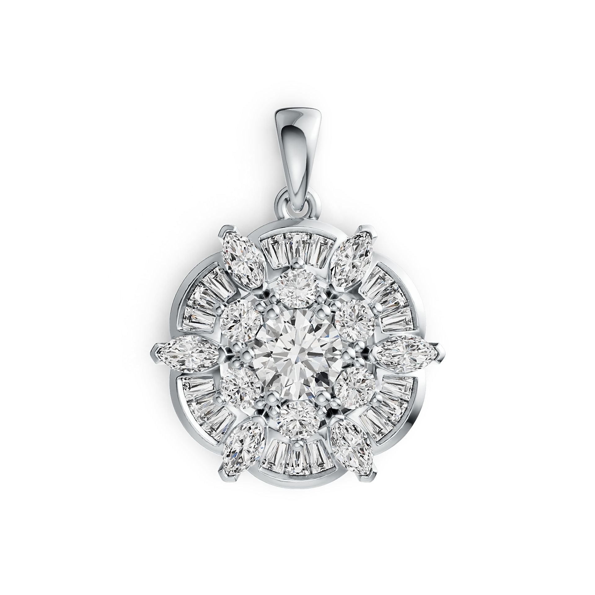 Sterling Silver Semi Mount Pendant Setting Round RD 6x6mm with White Topaz DHJ