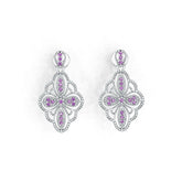 18K Gold Earrings Dangle Filigree Design with or Moissanite Diamond Accent DHJ