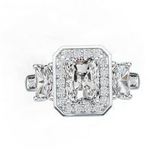 Sterling Silver Semi Mount Ring Setting Emerald OCT 8X6mm OCT 6X4mm DHJ