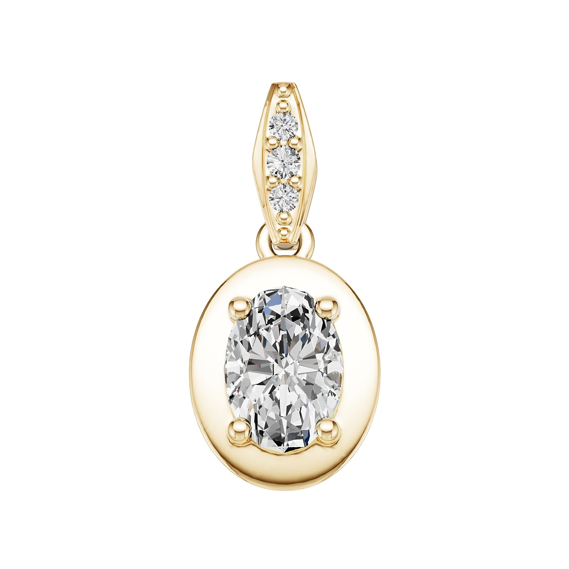 18K Gold Semi Mount Pendant Setting Oval Ov 7x5mm Diamond Accent Syz Jewelry