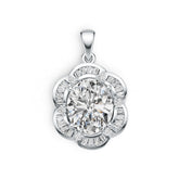 Platinum Semi Mount Pendant Setting Oval OV 12X10mm Diamond Accent DHJ