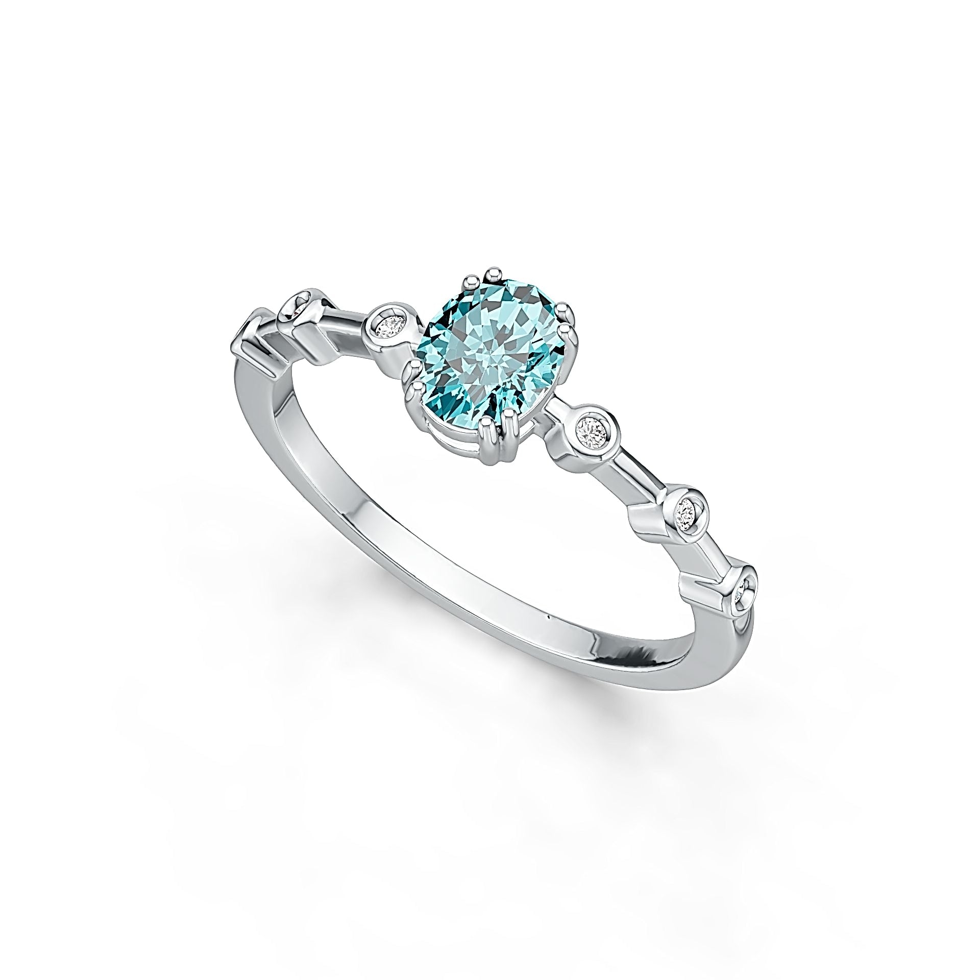 Platinum Semi Mount Ring Setting Oval OV 7x5mm Solitaire Diamond Accent DHJ