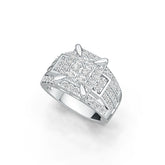 10K Gold Engagement Ring Cluster with White Topaz or Moissanite Men's Ring Moissanite Accent DHJ