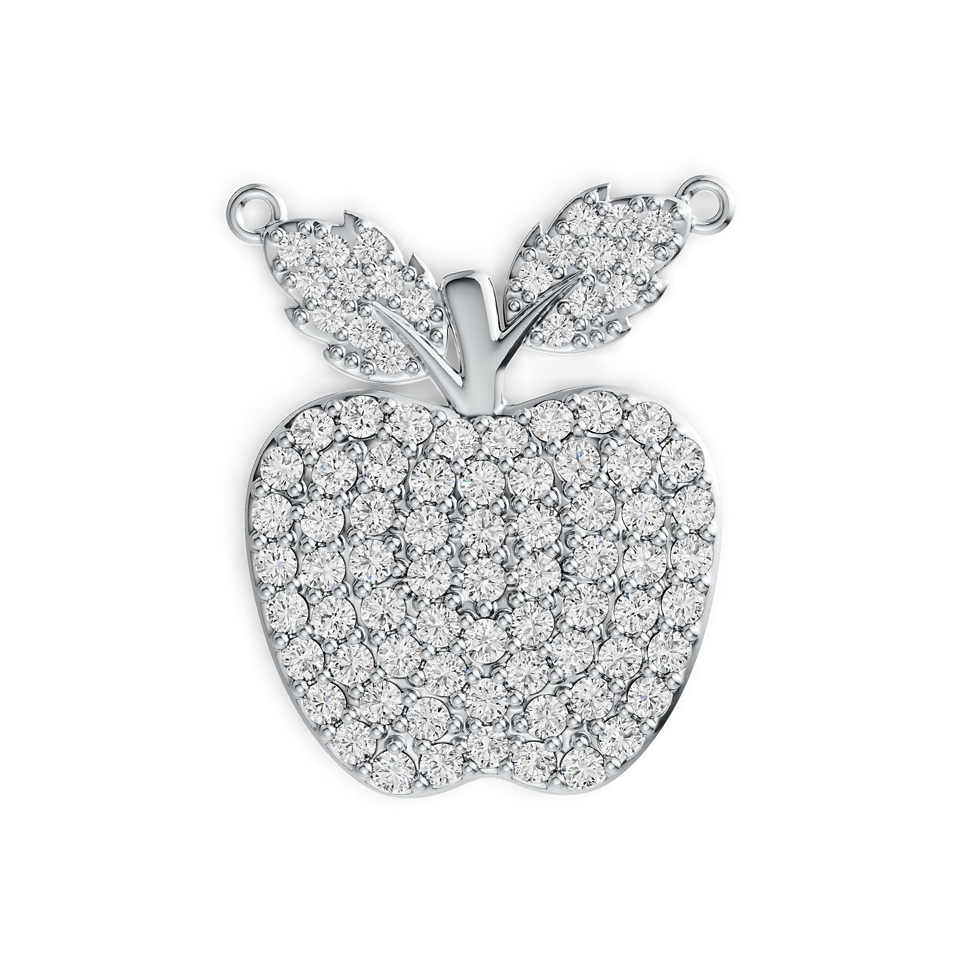 Sterling Silver Pendant with White Topaz or Moissanite Apple Theme DHJ