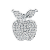 Sterling Silver Pendant with White Topaz or Moissanite Apple Theme DHJ