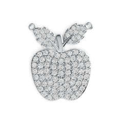 Sterling Silver Pendant with White Topaz or Moissanite Apple Theme DHJ