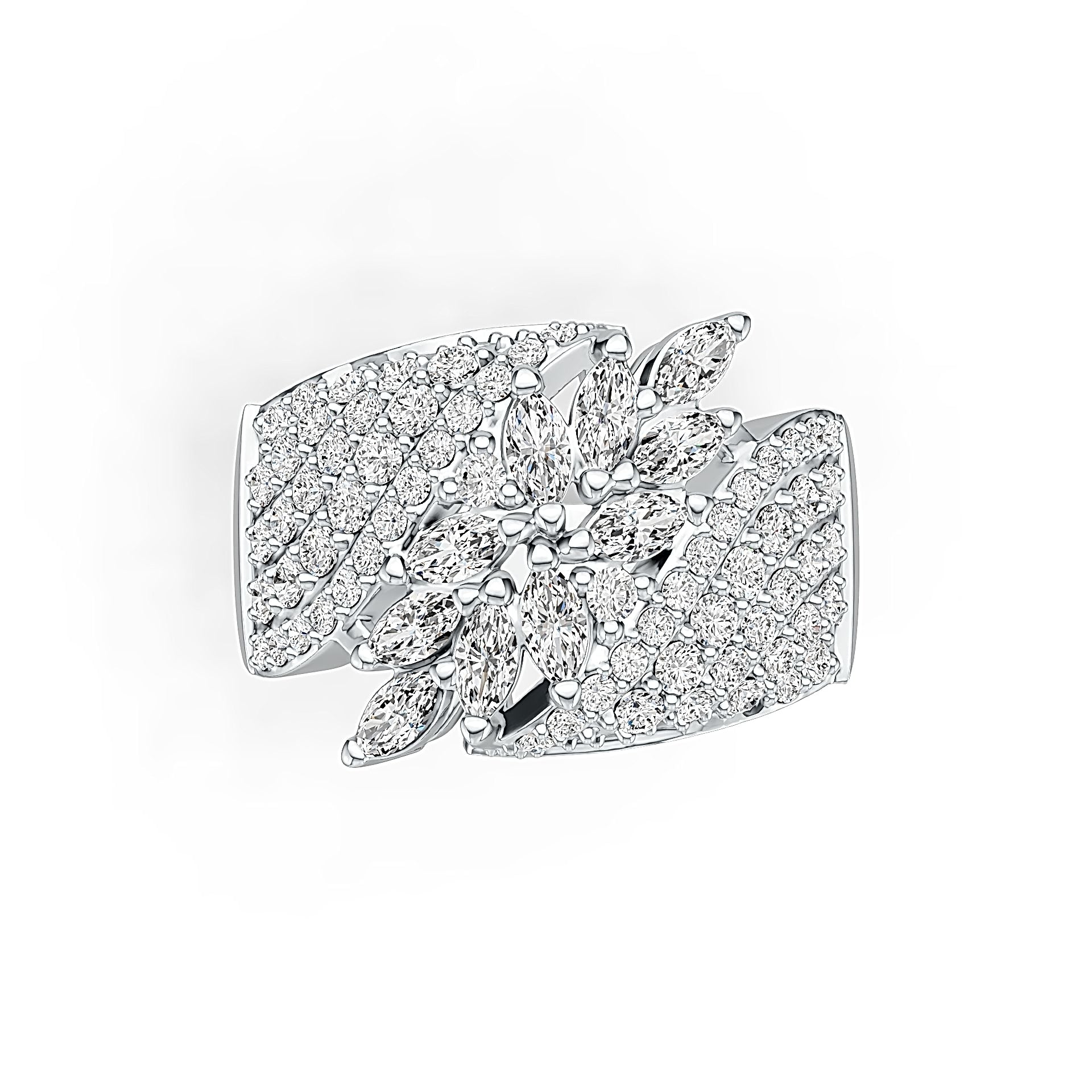 Sterling Silver Cluster Cocktail Ring with White Topaz or Moissanite DHJ