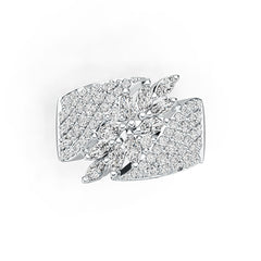 Sterling Silver Cluster Cocktail Ring with White Topaz or Moissanite DHJ