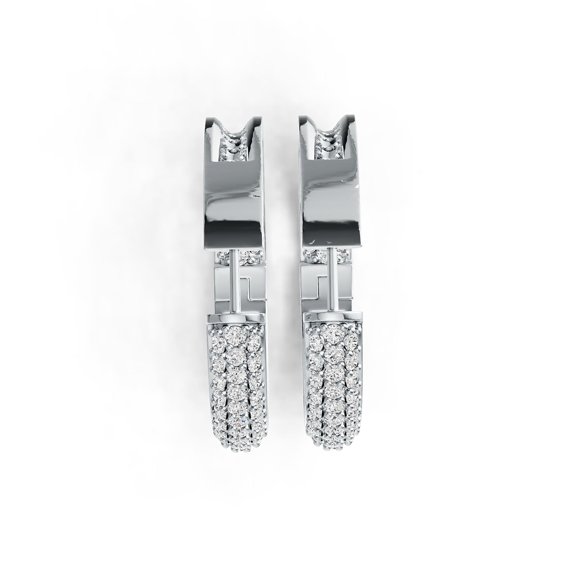 Sterling Silver Hoop Earrings with White Topaz or Moissanite DHJ