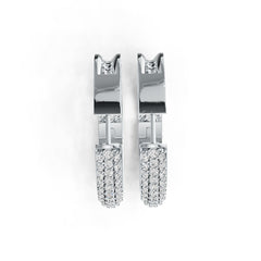 Sterling Silver Hoop Earrings with White Topaz or Moissanite DHJ