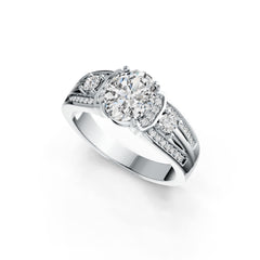 10K Gold Semi Mount Ring Setting Oval OV 9X7mm with Moissanite Accent DHJ