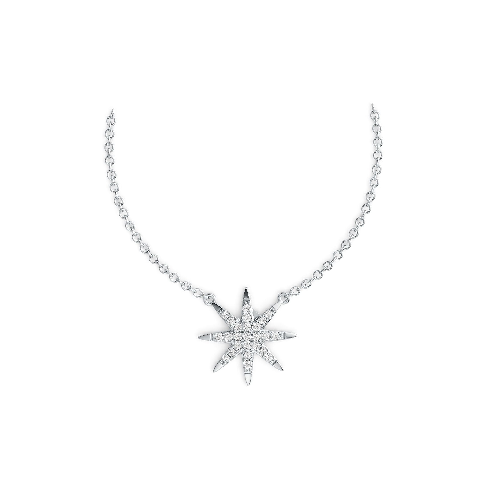 Sterling Silver Pendant Starburst Theme with White Topaz or Moissanite - Syzjewelry
