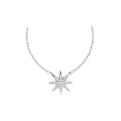 Sterling Silver Pendant Starburst Theme with White Topaz or Moissanite - Syzjewelry