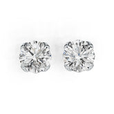 Platinum Semi Mount Earrings Setting Round RD 15x15mm Hidden Halo Diamond Accent DHJ