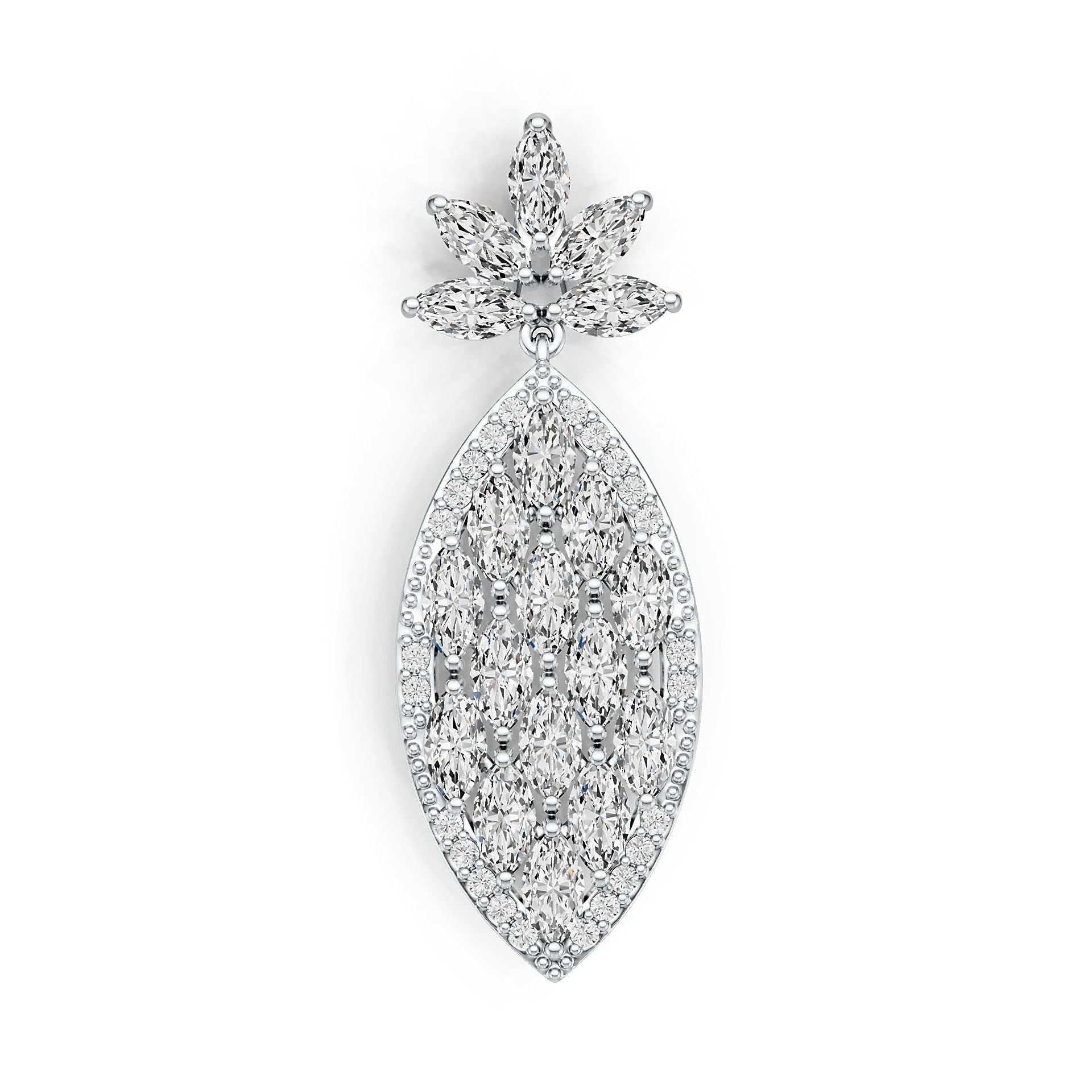 Sterling Silver Semi Mount Pendant Setting Marquise MQ 6X3mm Pineapple Theme DHJ