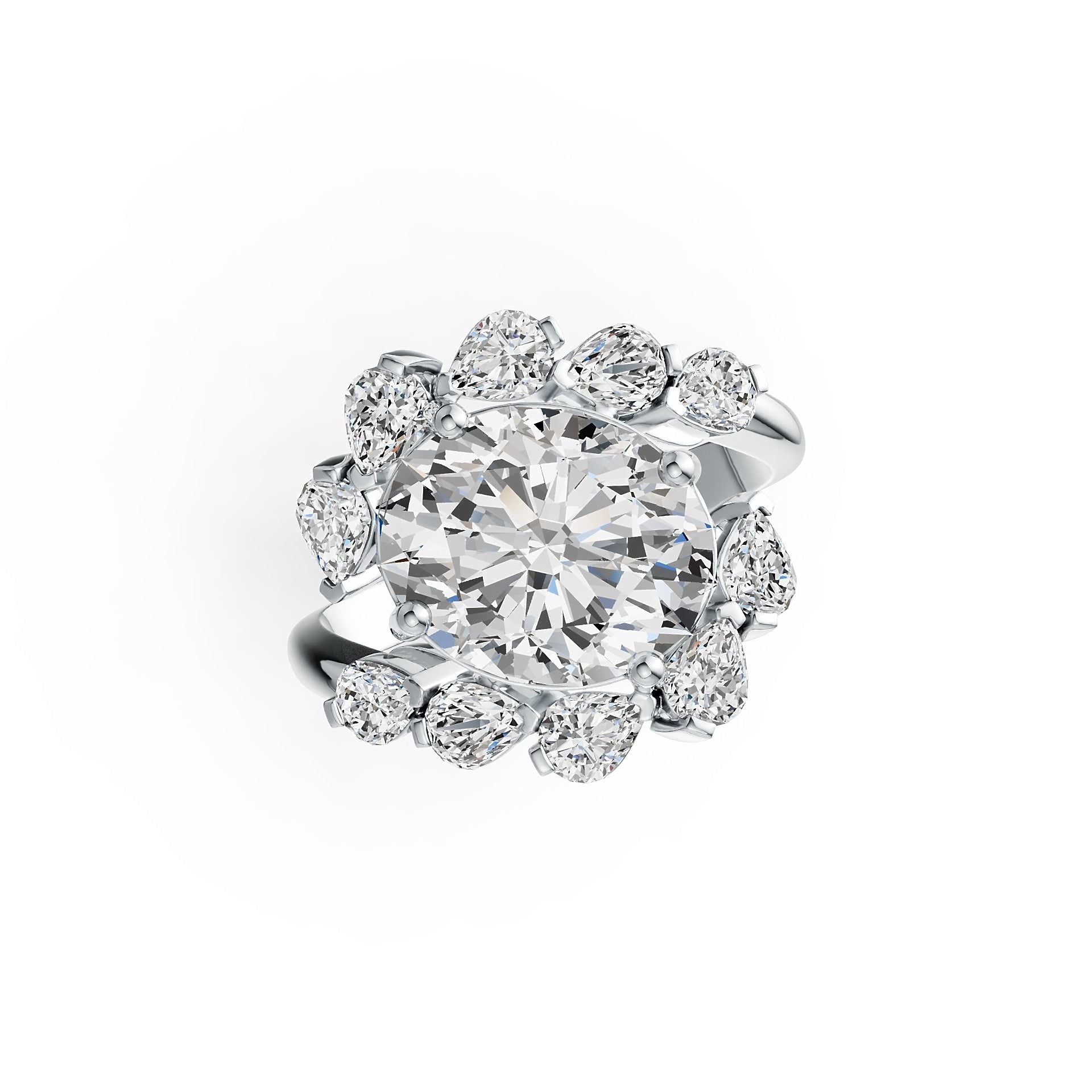 Sterling Silver Semi Mount Ring Setting Oval OV 12X10mm with White Topaz DHJ