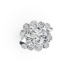 Sterling Silver Semi Mount Ring Setting Oval OV 12X10mm with White Topaz DHJ