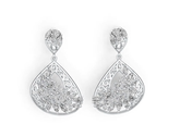 Sterling Silver Cluster Dangling Earrings with White Topaz or Moissanite DHJ