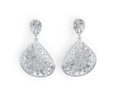 Sterling Silver Cluster Dangling Earrings with White Topaz or Moissanite DHJ