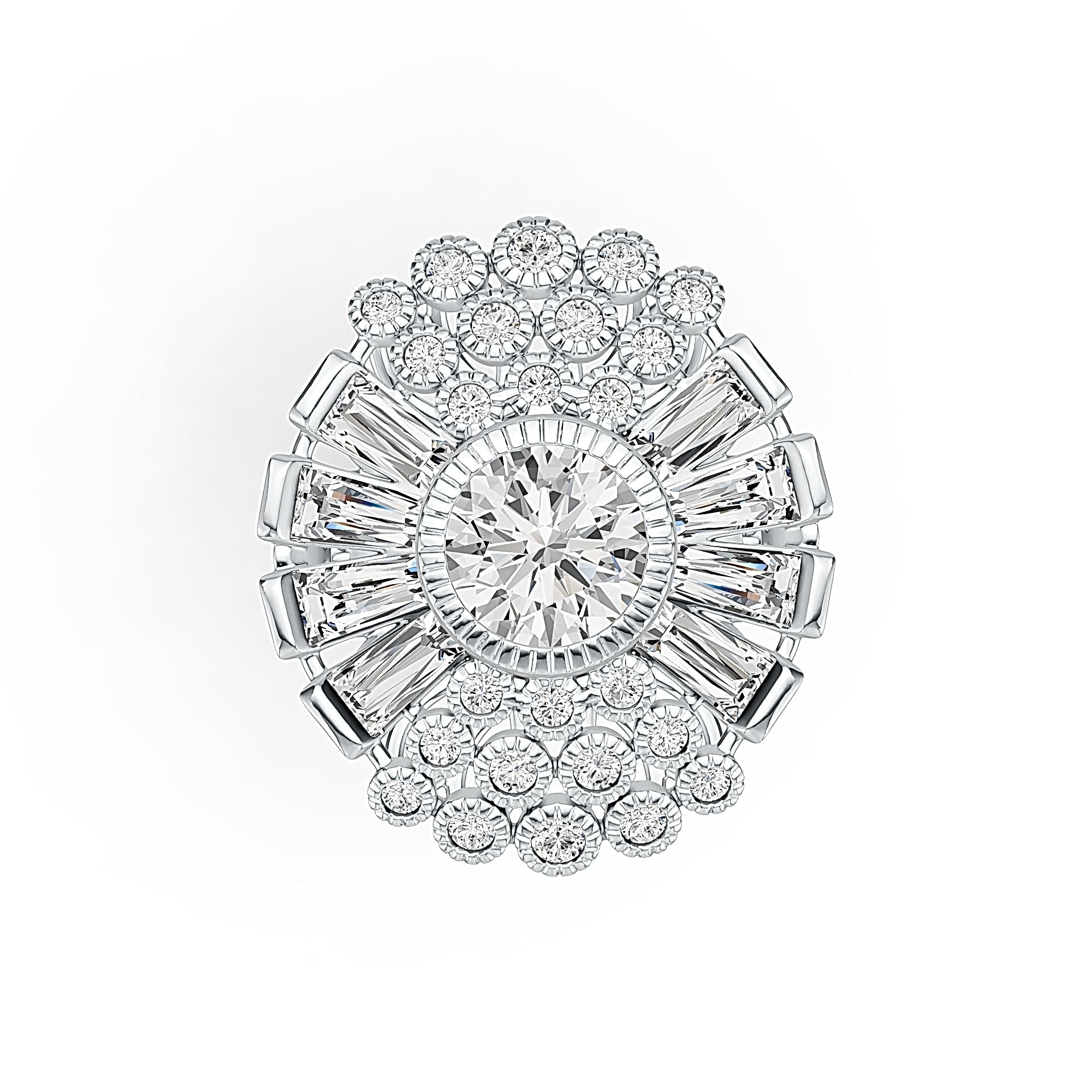 Sterling Silver Semi Mount Ring Setting Round RD 8x8mm Baguette BAG 6x3mm DHJ