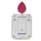14K Gold Semi Mount Pendant Setting Emerald OCT 18x14 8x6mm White Top Diamond Accent Syzjewelry