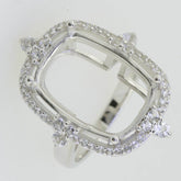 18K Gold Semi Mount Ring Setting Cushion CU 18X13mm Halo Cocktail Ring Diamond Accent Syzjewelry