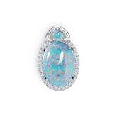 18K Gold Semi Mount Pendant Setting Oval OV 14X10mm RD 3X3mm Cabochon Diamond Accent DHJ