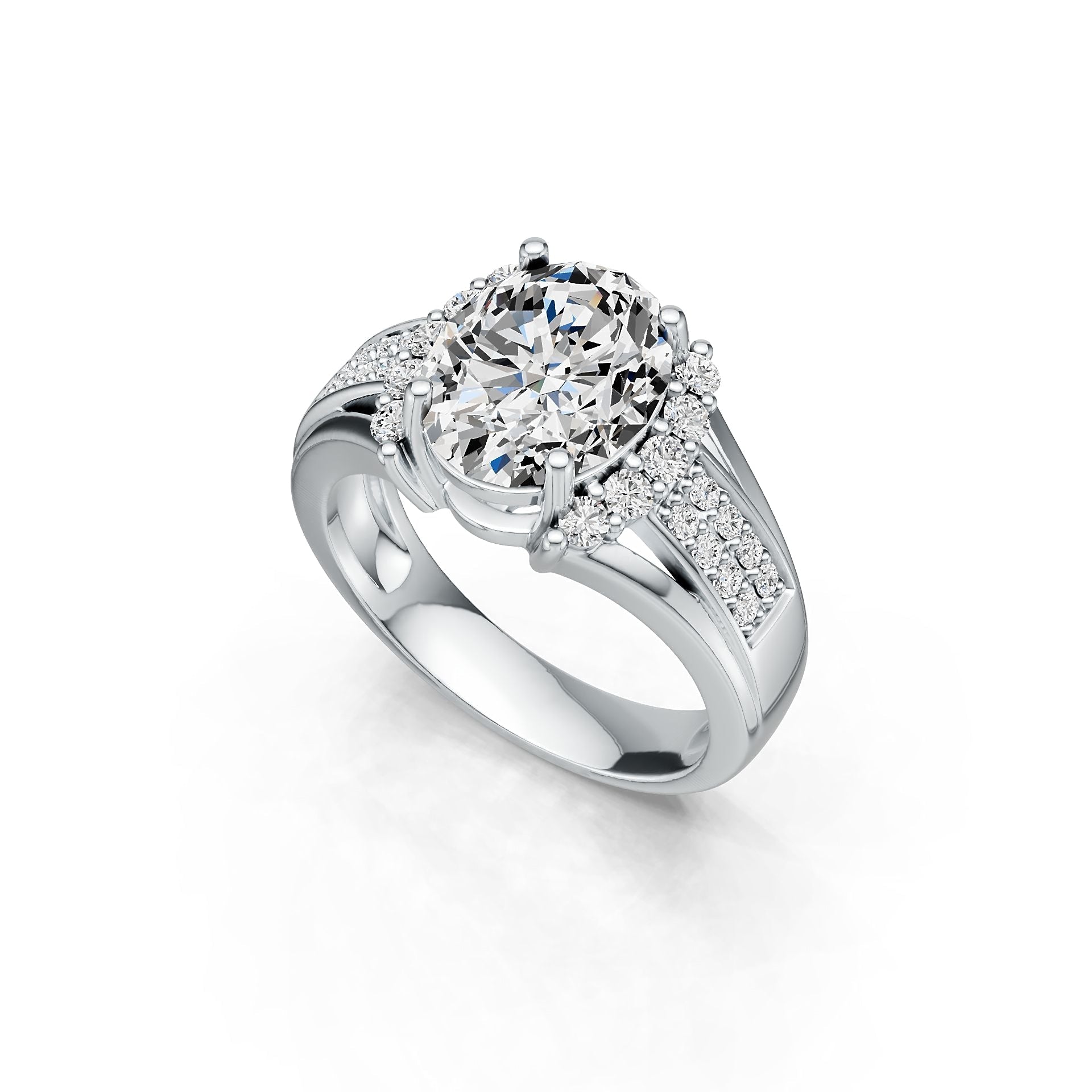 14K Gold Semi Mount Ring Setting Oval OV 10X8mm Diamond Accent DHJ