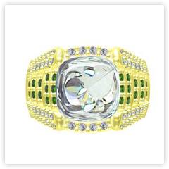 10K Gold Semi Mount Ring Setting Cushion 11x11mm Moissanite Accent DHJ