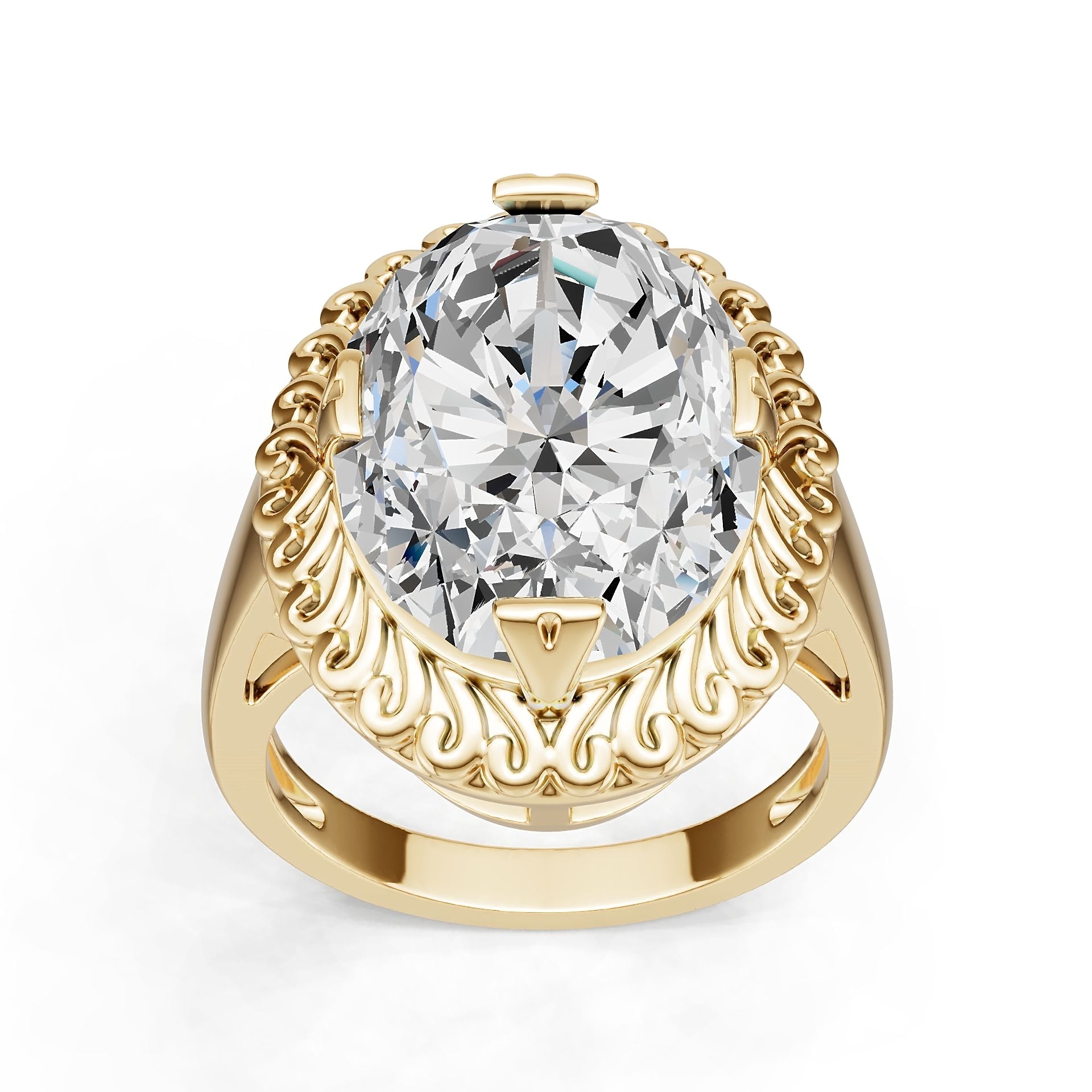 18K Gold Semi Mount Ring Setting Oval Ov 17x13mm Diamond Accent Syz Jewelry