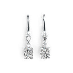 18K Gold Semi Mount Earrings Setting Cushion CU 8X6mm PE 5X3mm DHJ