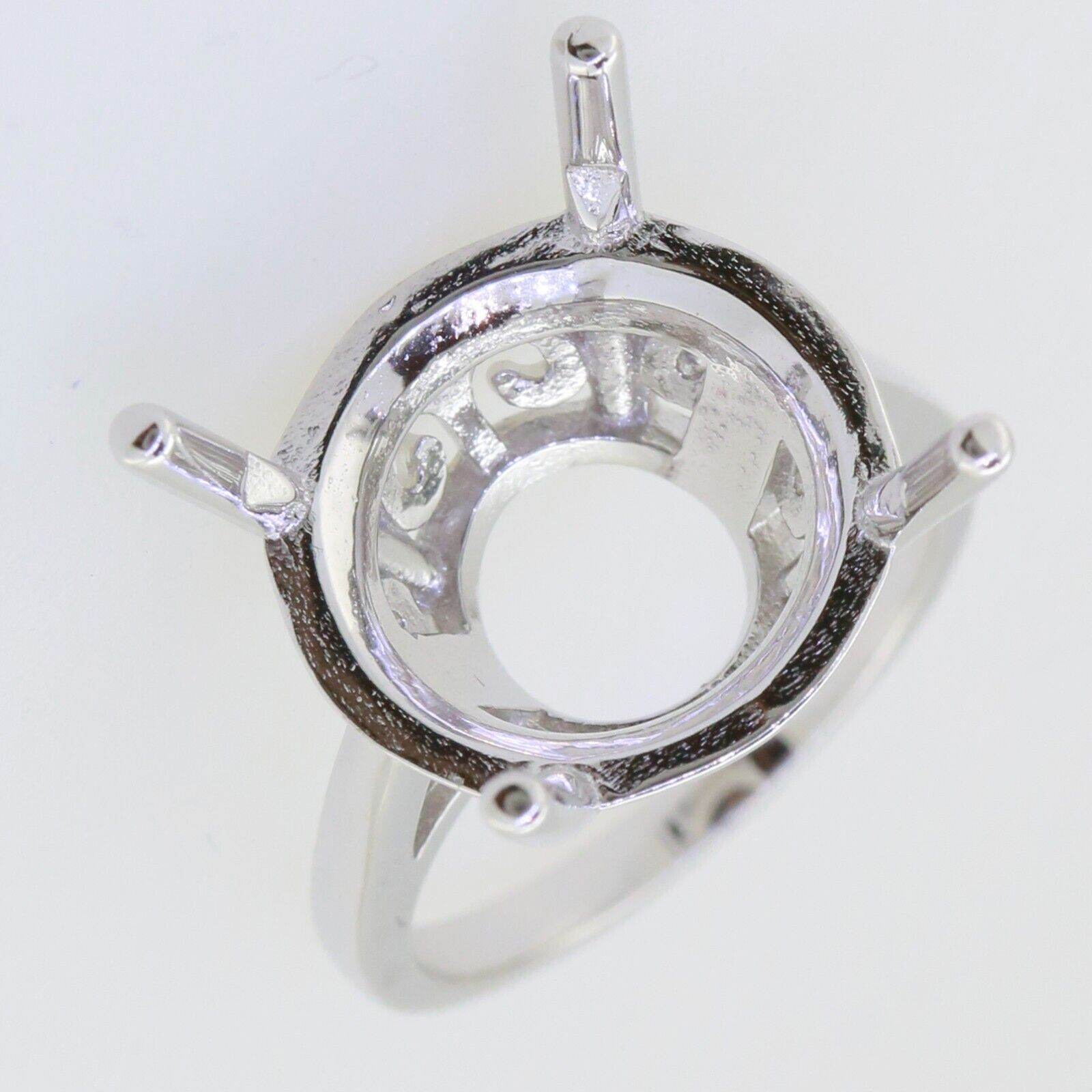 Platinum Semi Mount Ring Setting Round RD 16x16mm Solitaire Syzjewelry
